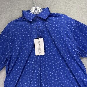 Collars & Co Dress Collar Polo Shirt Mens S Blue Geometric Featherweight Tequila